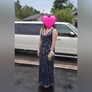 Navy beaded formal/prom dress